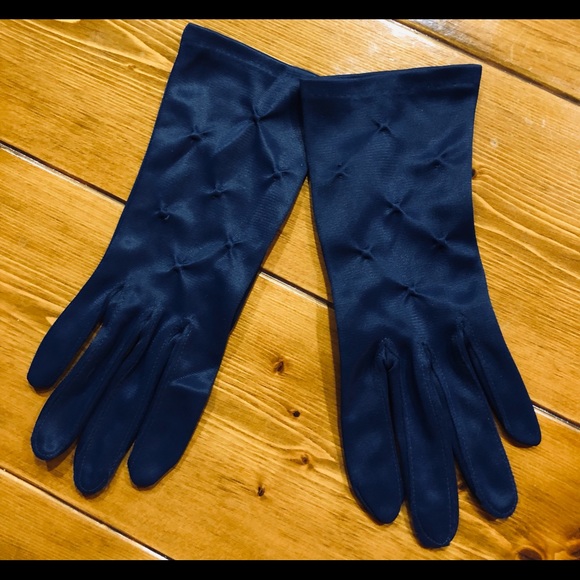 Navy Blue Nylon Dress Gloves - Picture 2 of 3